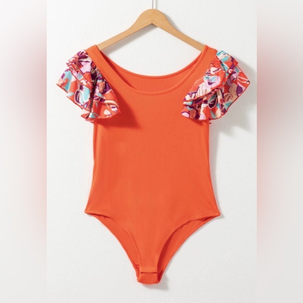 Vibrant Orange Ruffle Sleeve Top - Picture 8 of 16